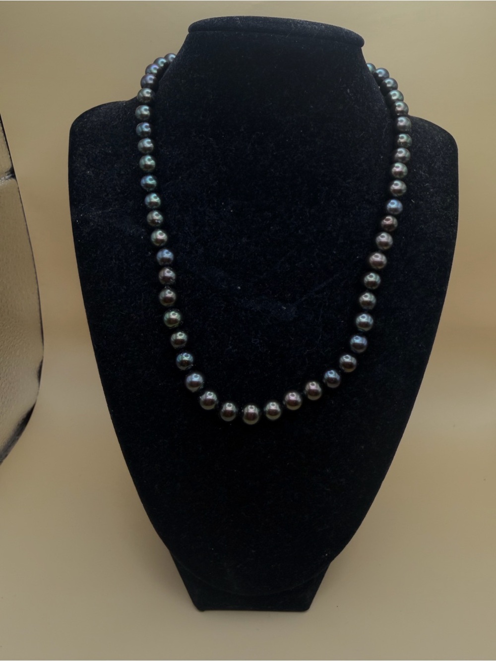 14k White Gold Clasp Tahitian Pearl Necklace 17.5” - Picture 7 of 9